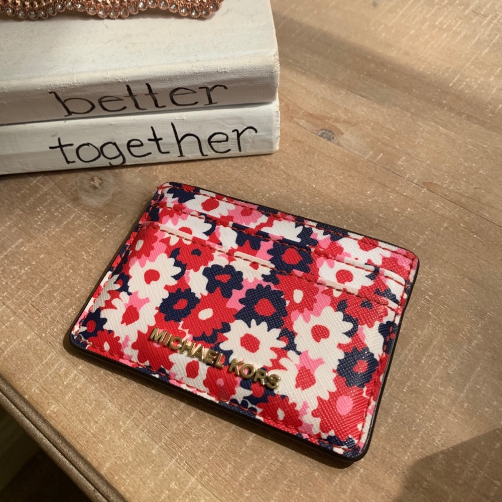 floral michael kors card wallet